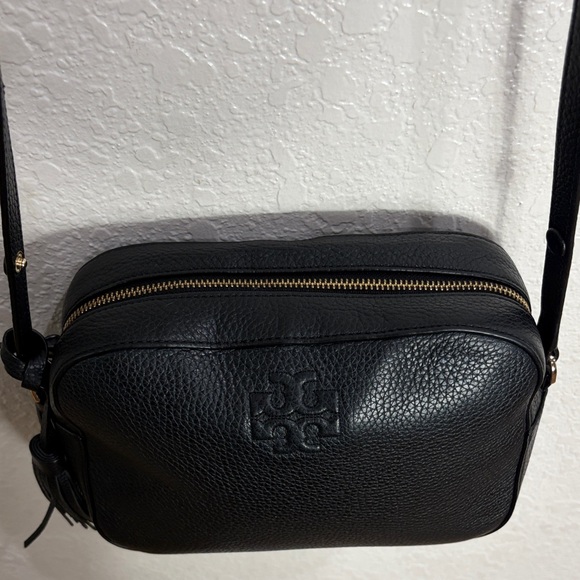 Tory Burch Black Pebbled Leather Crossbody with Tassel - Picture 12 of 17